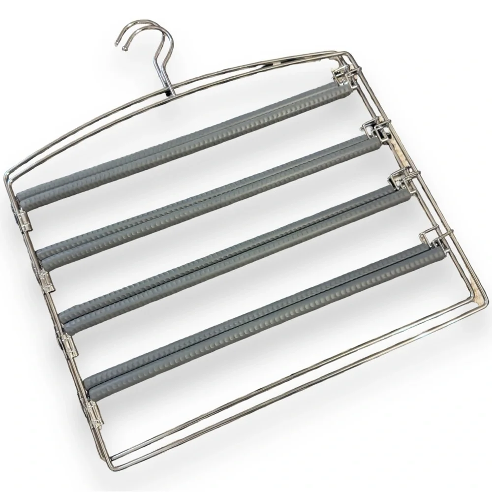 RICHARDS 2 Grey 4 Tier Closet & Storage Clothes Hanger Space Saving w Swing Arms